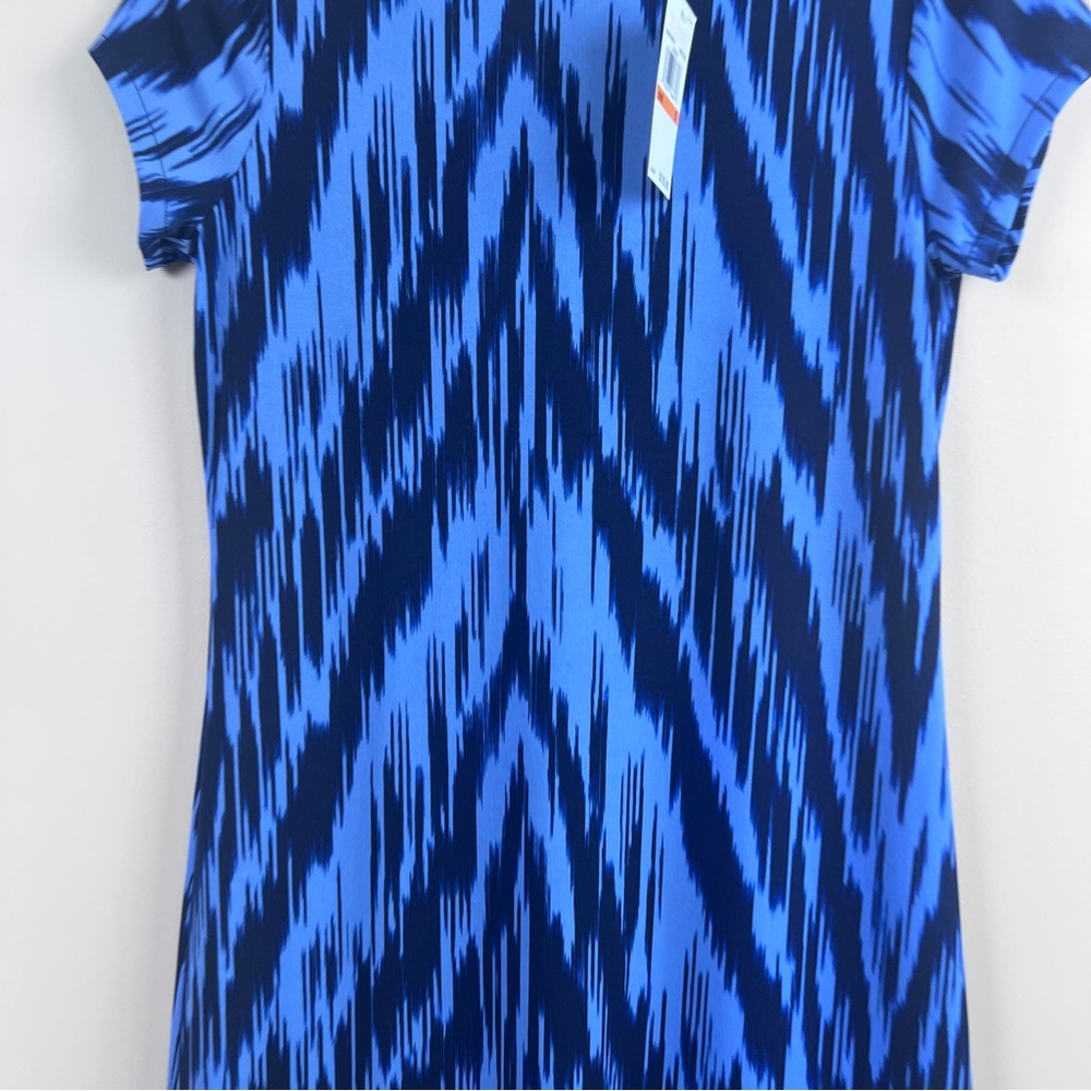Michael Kors NWT Blue Black Patterned pleated Dress women’s small - Picture 2 of 8